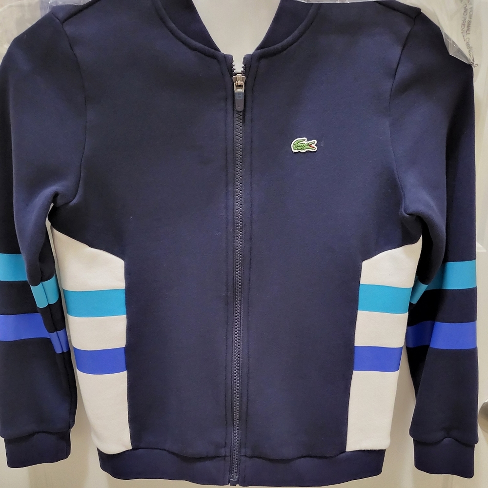Blue Lacoste boy's size 10 zipper jacket